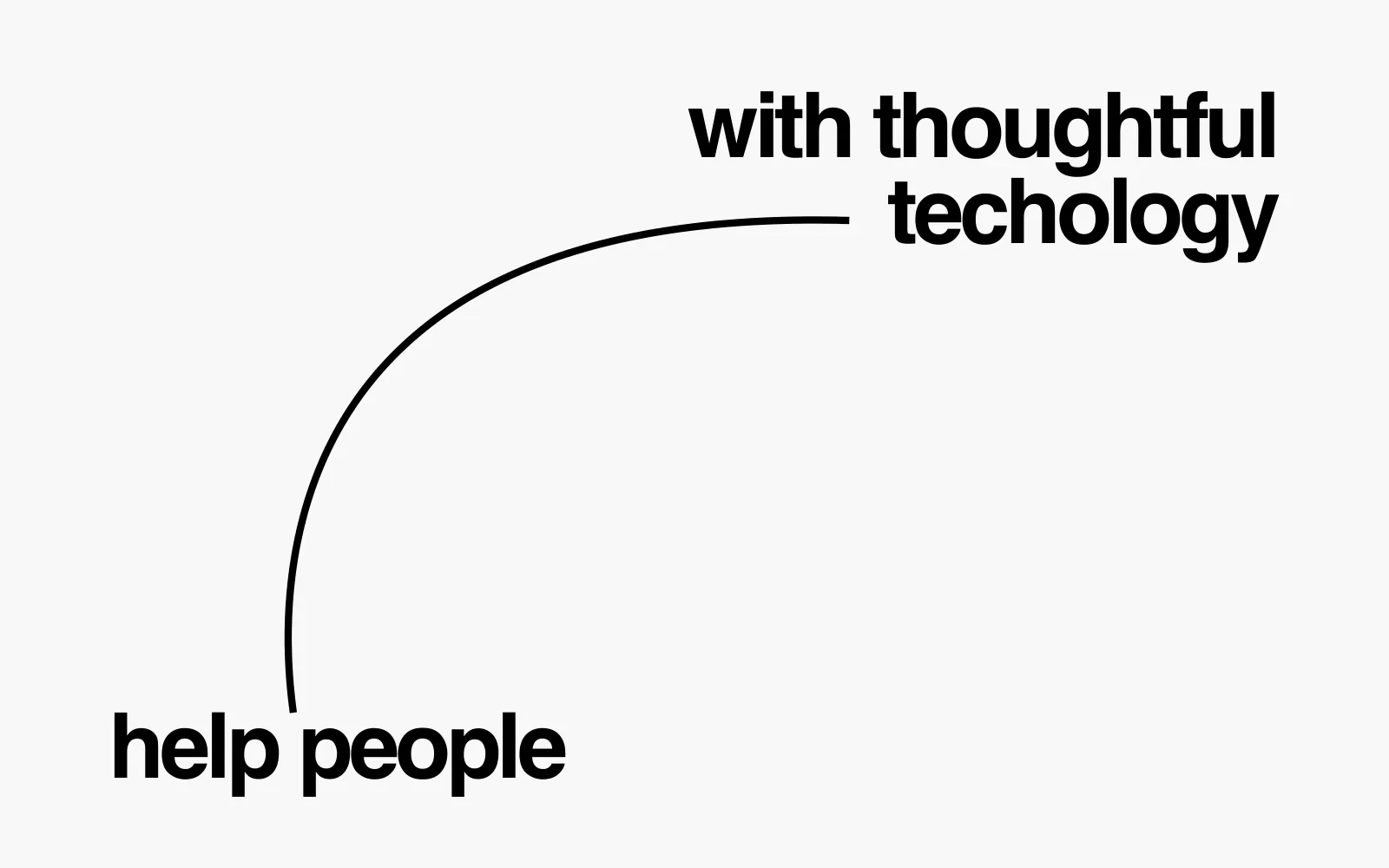 “help people with thoughtful technology” joined by a single arc.