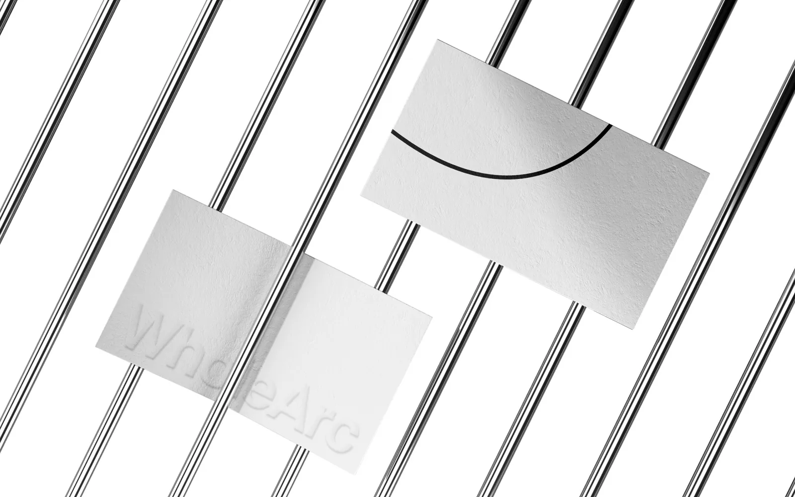 Stationery cut through by the arc, on striped shadows.